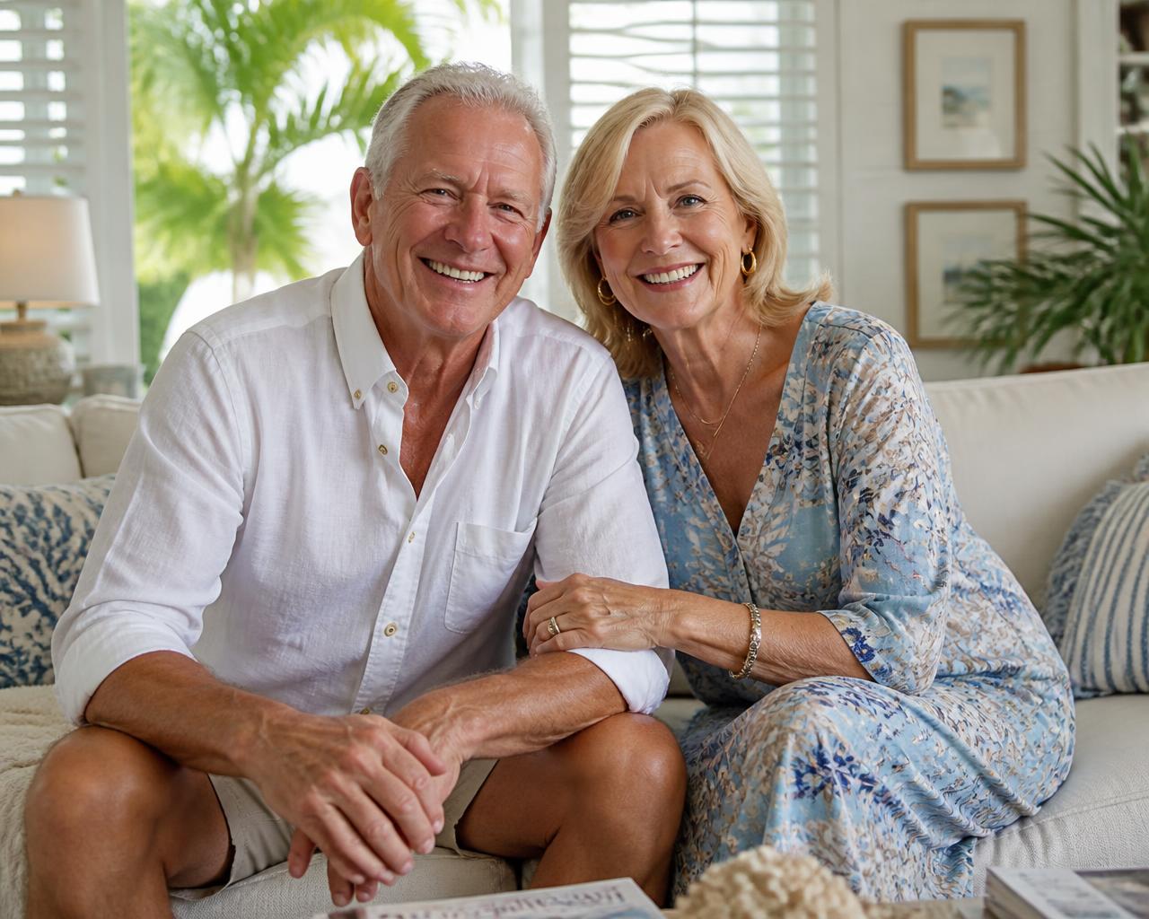 Florida couple in a bright coastal home
